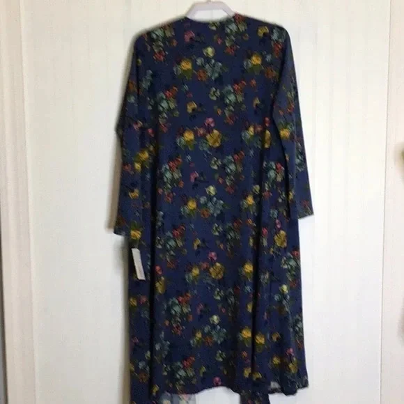 LuLaRoe | Sarah Cardigan Duster Sweater Blue/Fall Floral Medium - Picture 8 of 12